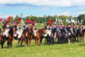 Cuirassiers ride horses