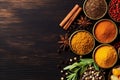 food spice herb background dry seasoning indian powder spicy ingredient cooking. Generative AI.