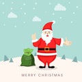 Cuite Santa Claus with gift scak for Merry Christmas celebrations. Royalty Free Stock Photo