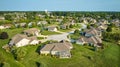 Culdesac with houses around it in suburban neighborhood aerial Royalty Free Stock Photo