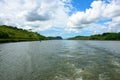 Culebra cut on the Panama Canal. Centennial bridge in the background