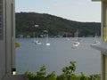 Scenic window view facing the lagoon with yachts at Culebra