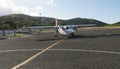 A small plane lands at the Aeropuerto BenjamÃÂ­n Rivera Noriega in Culebra