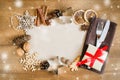 Culinary Background. Christmas Postcard with Empty Paper. Royalty Free Stock Photo