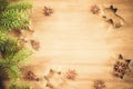 Culinary background. Cutters for cookie, anise and branch of Christmas tree. Royalty Free Stock Photo