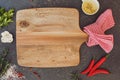 Culinary background with empty cutting board Royalty Free Stock Photo