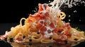 In a culinary ballroom, an Italian noodle takes the spotlight on a grand white stage