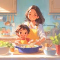Culinary Bonding: Mother and Child Cooking Together