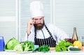 Culinary challenge. Chef handsome hipster. Get ready. Man bearded chef getting ready cooking delicious dish. Chef at Royalty Free Stock Photo