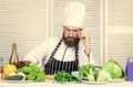 Culinary challenge. Chef handsome hipster. Get ready. Man bearded chef getting ready cooking delicious dish. Chef at Royalty Free Stock Photo