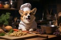 Culinary charm a corgi dog chef adds flair and cuteness to cooking endeavors Royalty Free Stock Photo