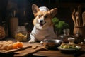 Culinary charm a corgi dog chef adds flair and cuteness to cooking endeavors Royalty Free Stock Photo