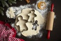 Culinary christmas background with baking ingredients Royalty Free Stock Photo
