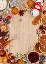 Culinary Christmas background of nuts, spices, chocolate Royalty Free Stock Photo