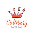 Culinary cooking logo. Freehand drawn badge design. Template gou