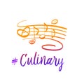 Culinary cooking restaurant logo. Freehand drawn badge design. T