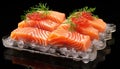 Culinary Craftsmanship: Closeup of Tai Sashimi Isolated on Black Background