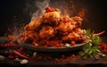 Culinary Delight: Capturing Crispy Fried Chicken with Red Chili. Generative By Ai