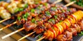 Culinary Delights: Skewered Medley of Grill Marks. Generative AI