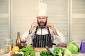 Culinary is exciting. Chef handsome hipster. Get ready. Man bearded chef getting ready cooking delicious dish. Chef at Royalty Free Stock Photo