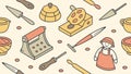 Culinary Graters and Baking Tools Seamless Pattern Vector, vector design Generative AI Royalty Free Stock Photo