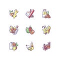 Culinary herbs and spices RGB color icons set Royalty Free Stock Photo