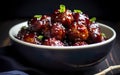 Culinary innovation with spicy meatballs with grape jelly.