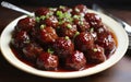 Culinary innovation with spicy meatballs with grape jelly.