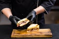 Culinary master class beef brisket sandwich cheese Royalty Free Stock Photo