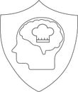 Chef Mindset Shield Culinary Brain Icon. Royalty Free Stock Photo