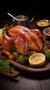 Culinary perfection Roasted chicken, beautifully browned and full of delectable, juicy taste