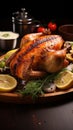 Culinary perfection Roasted chicken, beautifully browned and full of delectable, juicy taste