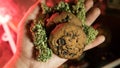 Nculinary Products From Marijuana. Baking Cookies From Cannabis Close-up.