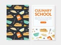 Culinary School Landing Page, Cooking Recipe, Homemade Food Website, Onboard Screen Cartoon Vector Illustration