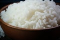 Culinary simplicity close up of a bowl filled with cooked white rice