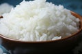 Culinary simplicity close up of a bowl filled with cooked white rice