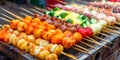 Culinary Skewered Delights: A Feast for the Senses. Generative AI Royalty Free Stock Photo