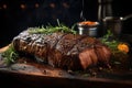 A Culinary Symphony: The Marvelous Composition of Roasted Meat in a Fantastic Display. Generative AI
