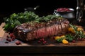 A Culinary Symphony: The Marvelous Composition of Roasted Meat in a Fantastic Display. Generative AI