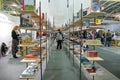 Culinary theme bookshop perspetive view of shelves in international book fair Royalty Free Stock Photo