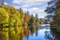 Autumn Color Trees on the Cullasaja River in North Carolina Royalty Free Stock Photo