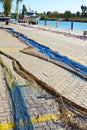 Cullera port nets in Xuquer Jucar river of Valencia Royalty Free Stock Photo