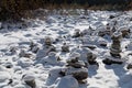 The cult of the sacred place Ovoo with the pyramids of stones, R