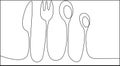 cultery tableware doodle one line outline simple