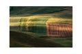 Cultivated farm fields above view. Artistic photo bringing good luck