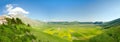 cultivated fields of Pian Prande of Castelluccio di Norcia Perugia Umbria Italy landscape Royalty Free Stock Photo