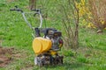 Cultivator for tillage in the garden,motor cultivator. Close-up