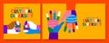 Cultural Diversity colorful hand together card set Royalty Free Stock Photo