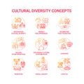 Cultural diversity concept red icons set