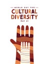 Cultural Diversity Day ethnic hand together card Royalty Free Stock Photo